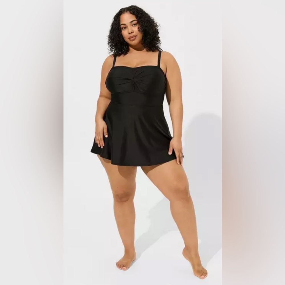 NWT Torrid Black Strapless Bandeau Swim Dress